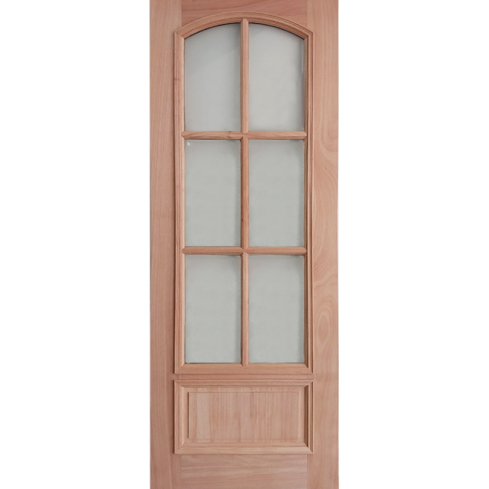 36x96 in. Exterior Mahogany Door Slab | Arched 6 Lite